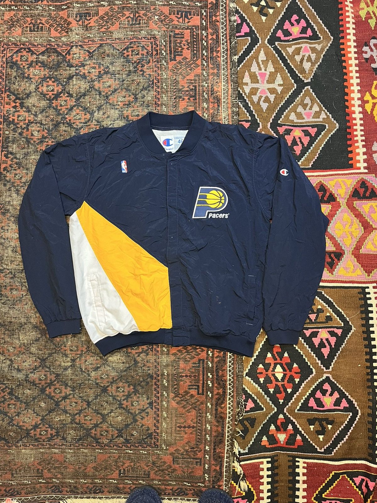 image of Champion x NBA Vintage 1990’S Indiana Pacers Team Issued Warm Up Jacket in Blue, Men's (Size XL)