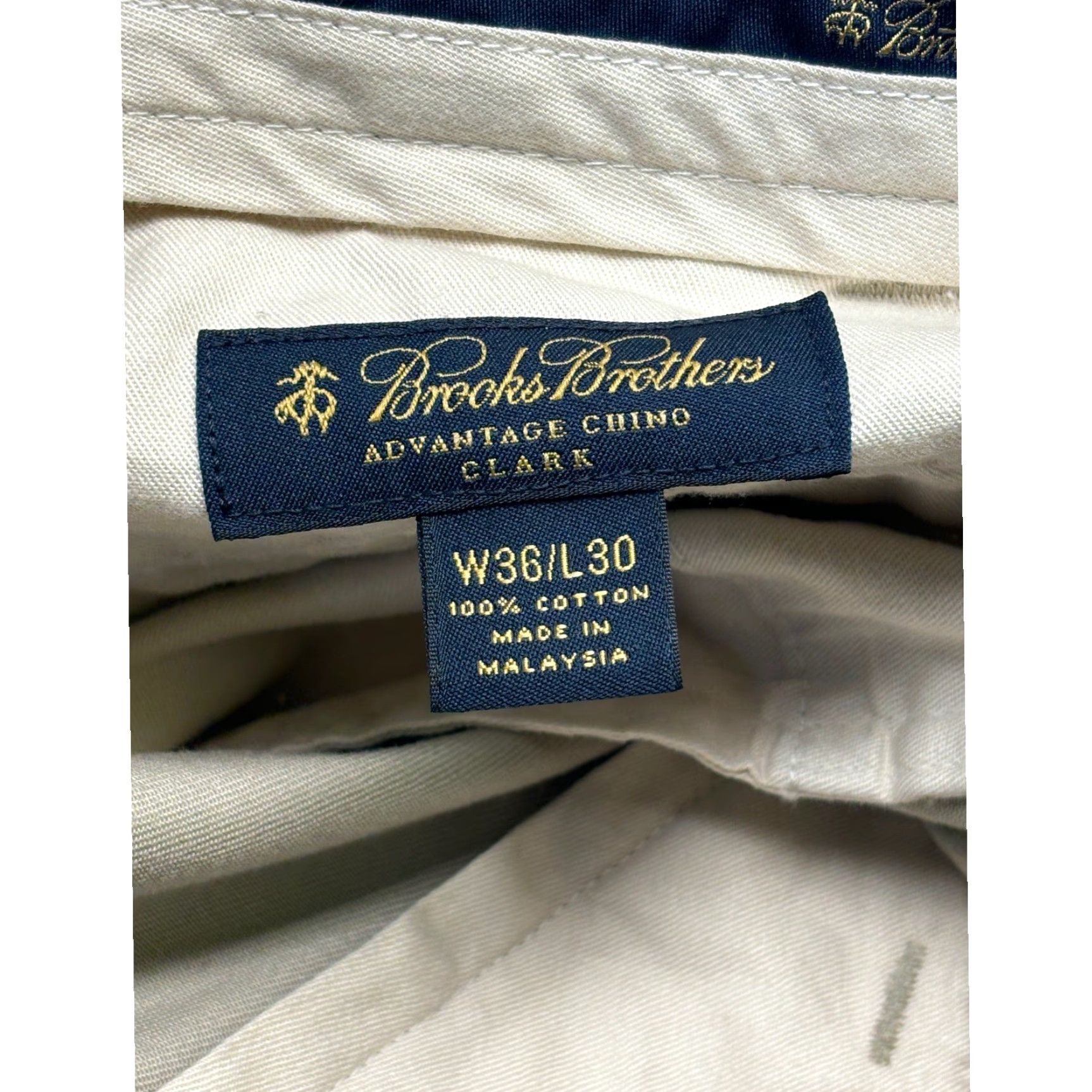 Brooks Brothers Brooks Brothers Advantage Chino Clark Beige Men's Pants W36 L30Straight Front Pockets Zipper Button Casual Business Workwear Cotton Chinos Size US 31 - 6 Thumbnail