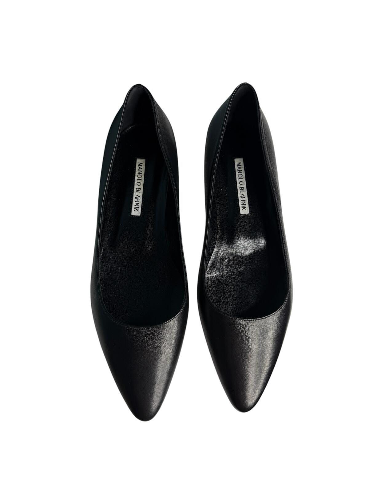 Manolo Blahnik NEW Manolo Blahnik Gala Lambskin Point Toe Flats Black EU40 Size US 9 / IT 39 - 5 Thumbnail
