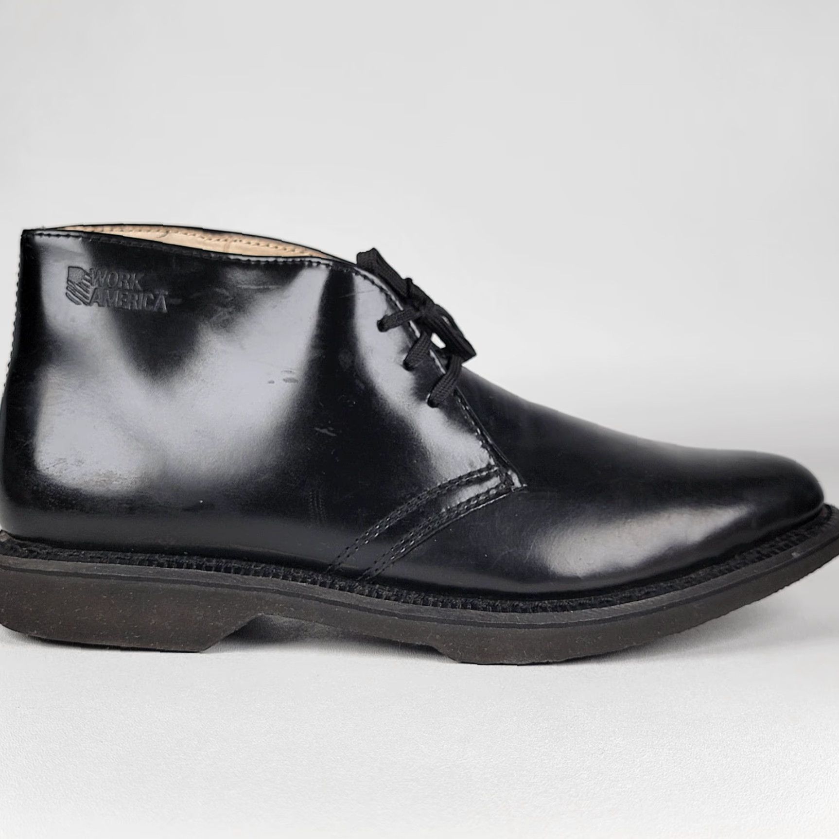 Vintage Work America Boots Chukka Boots Black Slip Resistant Oil Resistant Men 11 EA Leather Leather Ankle Lace Up Round Toe Size US 11 / EU 44 - 4 Thumbnail