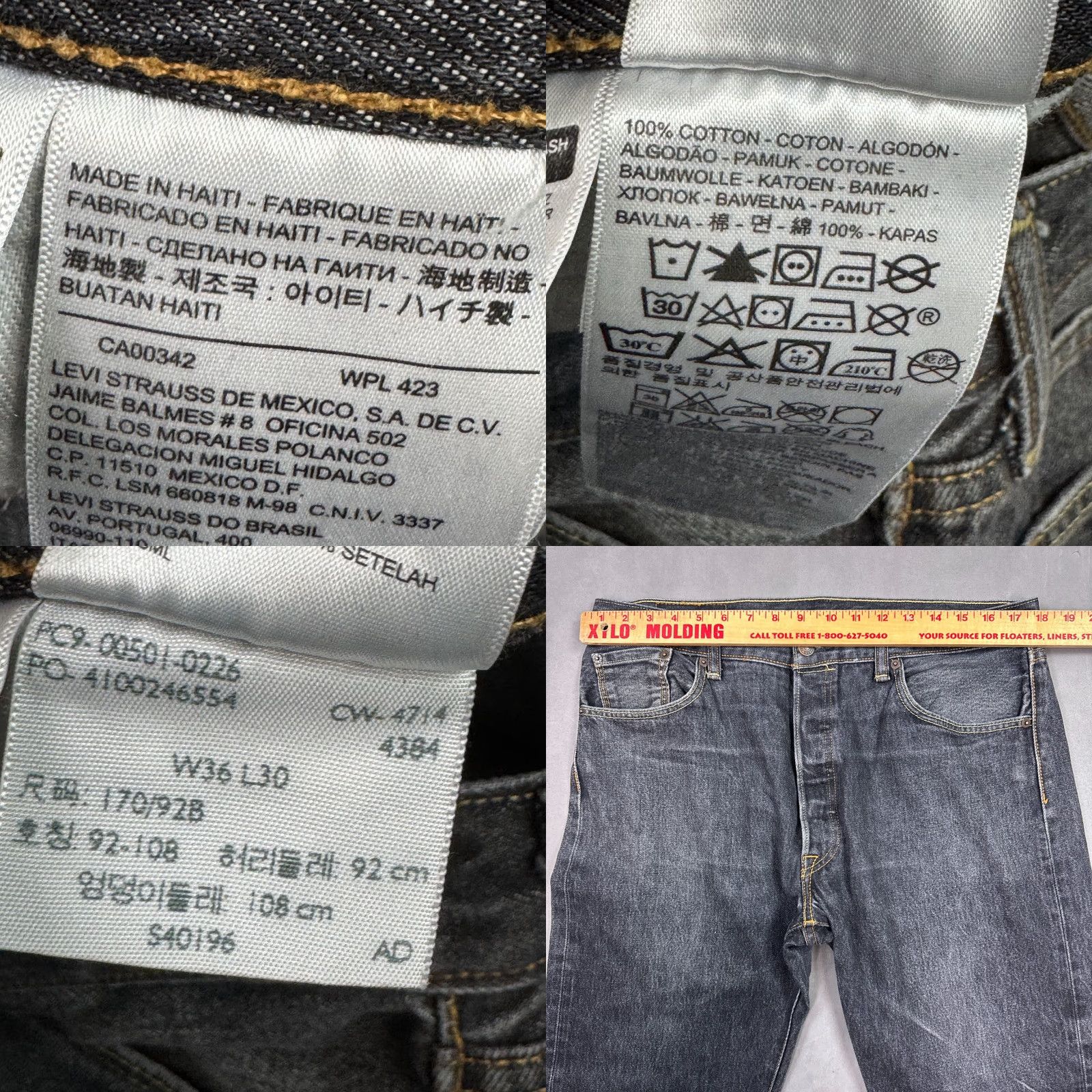 Levi's Levi's 501 Jeans Mens 36x30 Black Denim Button Fly Dark Faded Work Office Pants Straight Modern 5-Pocket Mens Regular Size Size US 36 / EU 52 - 8 Thumbnail