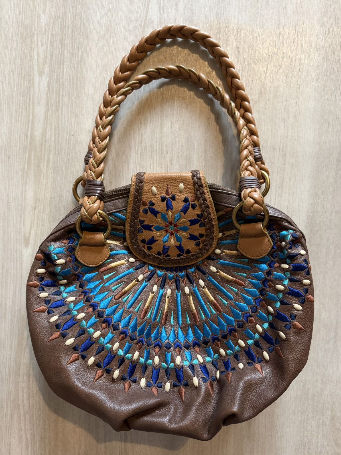 Other Vintage Isabelle Fiore Handbag Leather Mosaic Embroidered Size ONE SIZE - 1 Thumbnail