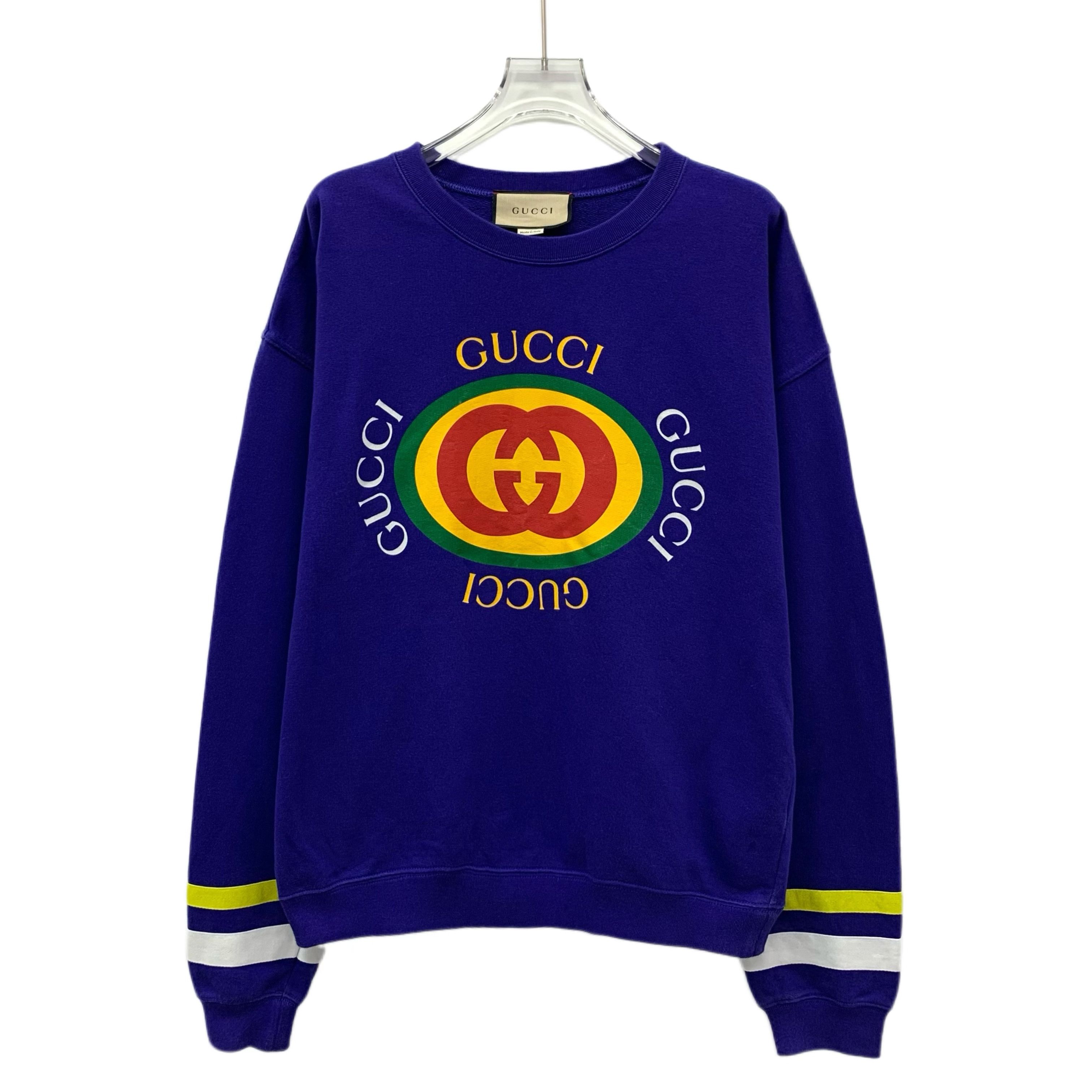 Gucci Gucci Logo Print Cotton Sweatshirt (Navy, Size XS) Size US XS / EU 42 / 0 - 1 Thumbnail