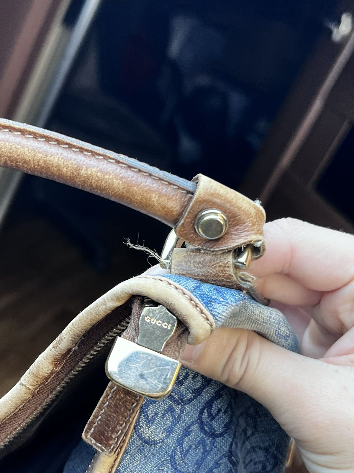 Gucci × Vintage Gucci Blue GG Denim Abbey D-Ring Shoulder Hobo Bag Size ONE SIZE - 12 Thumbnail