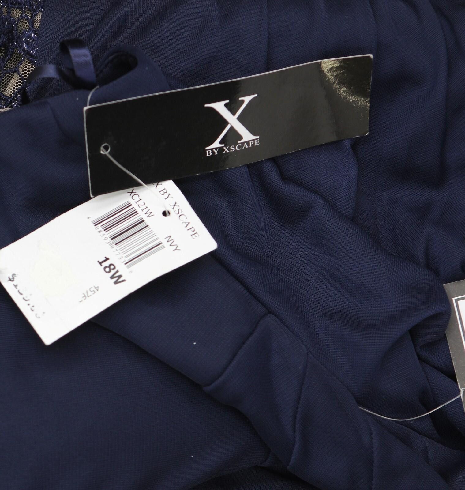 Other X By Xscape Plus Ruched Lace Gown Dress Xc121w Navy Blue 18w Size XXL / US 16-18 / IT 52-54 - 3 Thumbnail