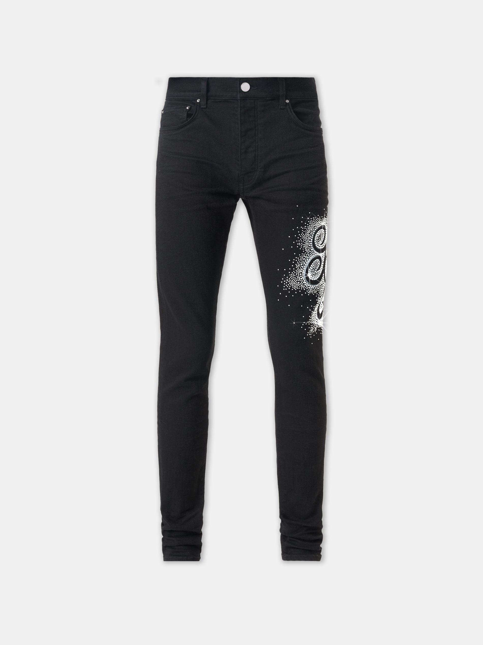 Amiri o1orln1025 MA Swirl Crystal Skinny Jeans in Black Size US 30 / EU 46 - 1 Thumbnail