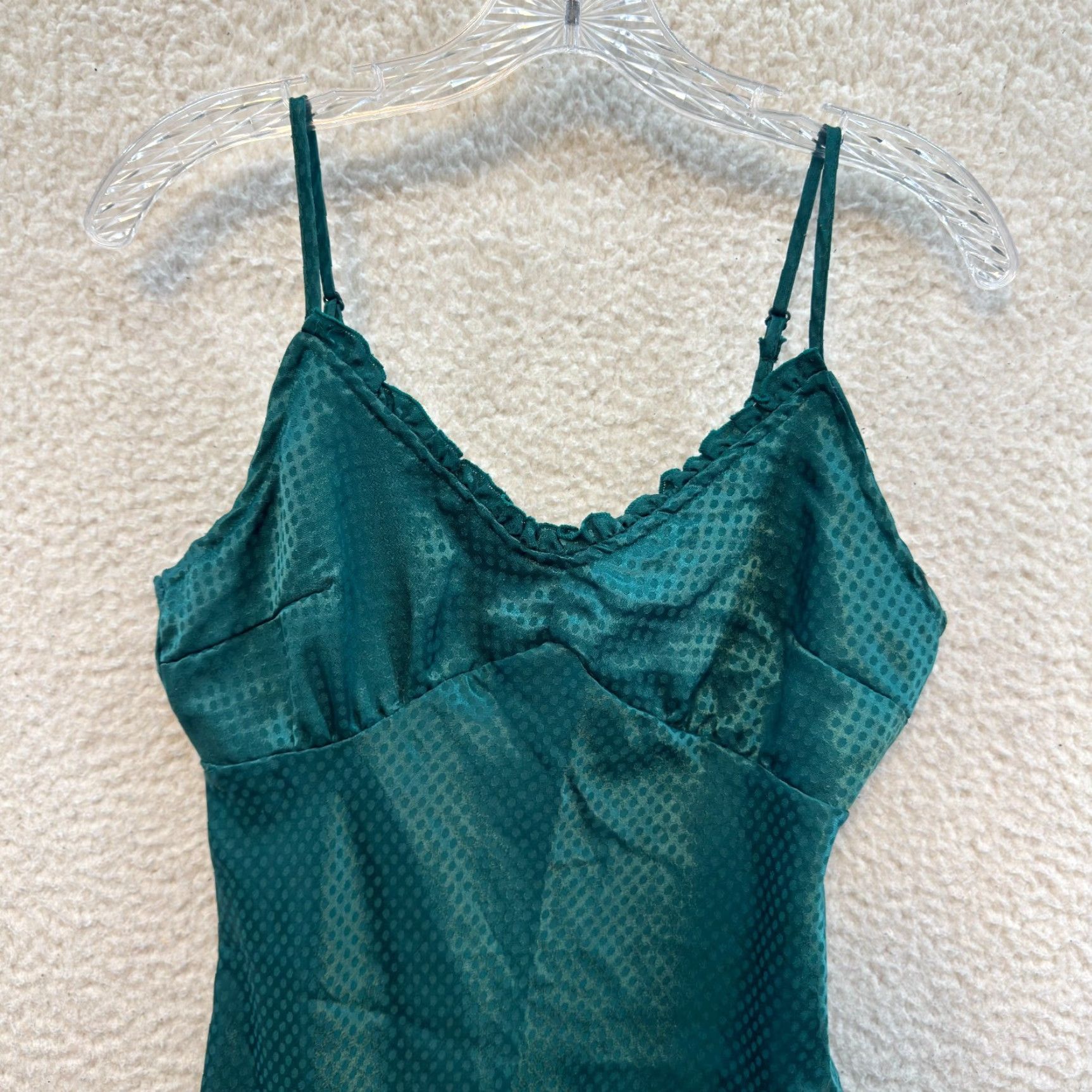 Vintage VINTAGE Y2K Emerald Green Satin Midi Slip Dress M Boho Fairy Cottagecore Peasant Dress Women Size M / US 6-8 / IT 42-44 - 3 Thumbnail