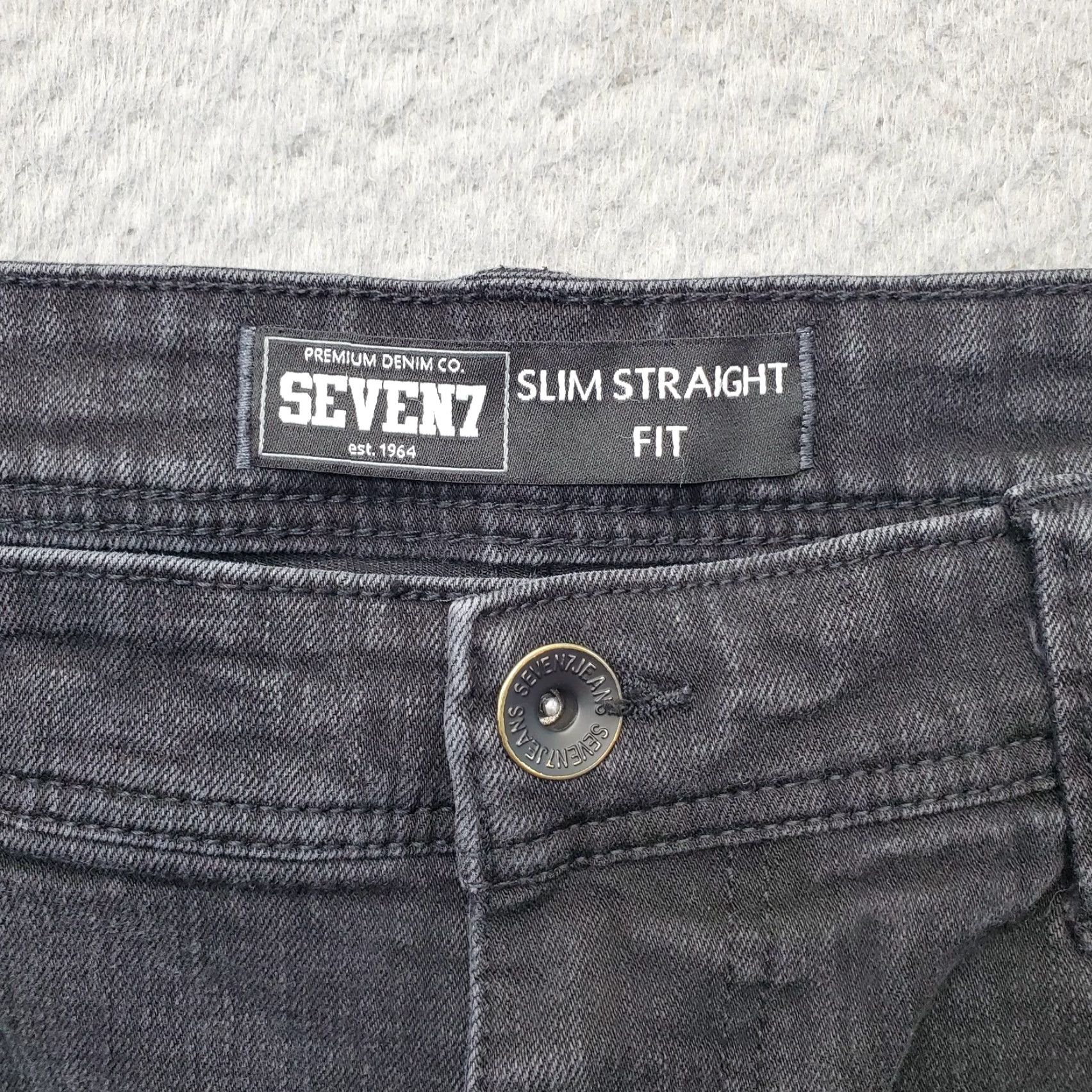Vintage Seven7 Jeans Mens 38x32 Black Denim Slim Straight Fit Dark Wash 5-Pocket Design Mens Size US 38 / EU 54 - 7 Thumbnail