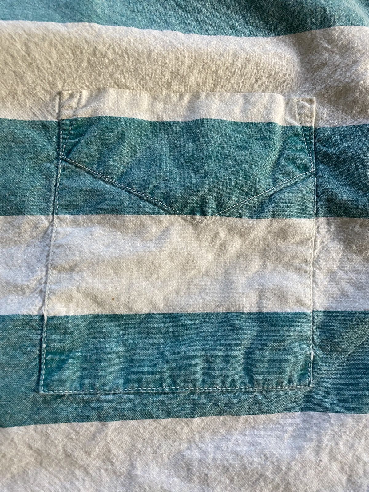 Vintage Vintage 90’s Generalities Faded Stripe Denim Like Pocket Tee Size US L / EU 52-54 / 3 - 3 Thumbnail
