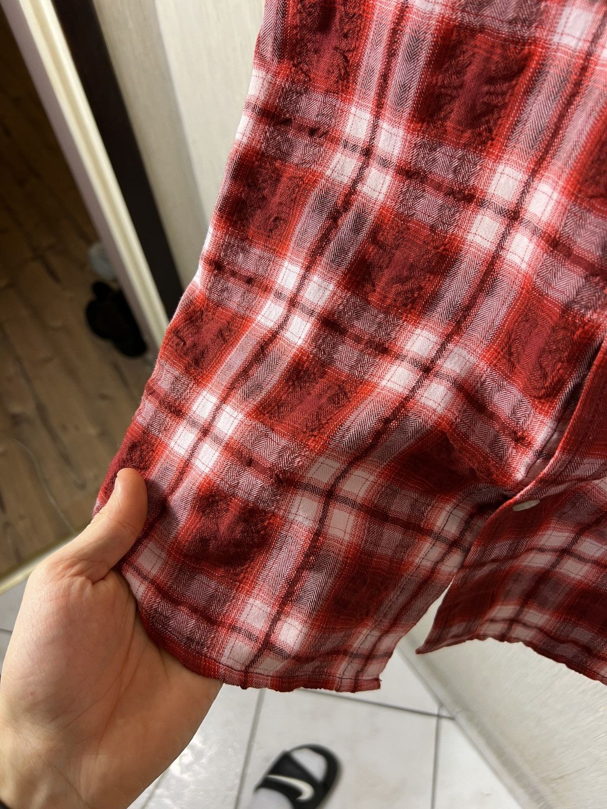 Diesel Diesel plaid button up checked distressed shrunk shirt logo Size US L / EU 52-54 / 3 - 11 Thumbnail