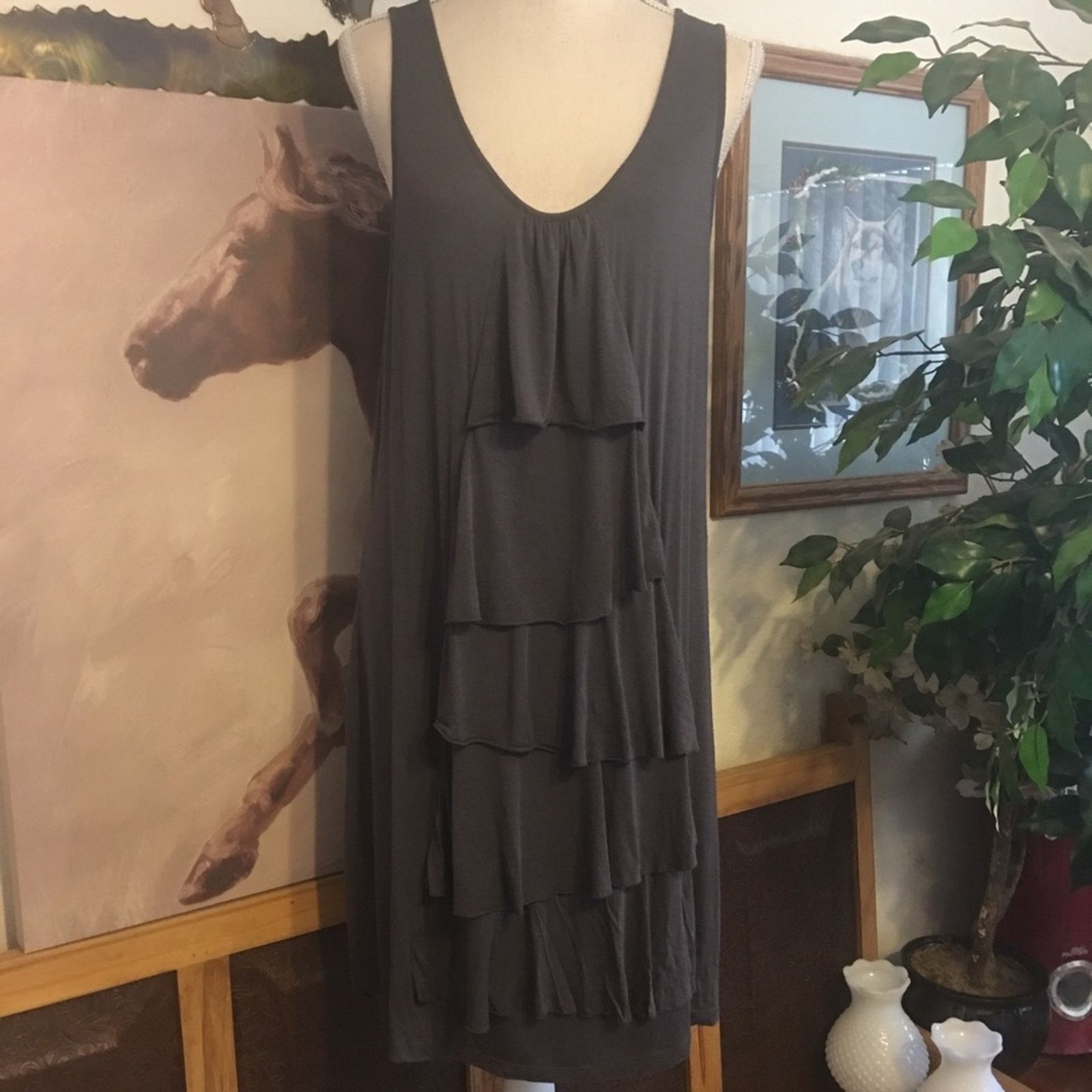Other Genx dark gray tiered ruffle soft stretchy tunic Size XL / US 12-14 / IT 48-50 - 1 Thumbnail