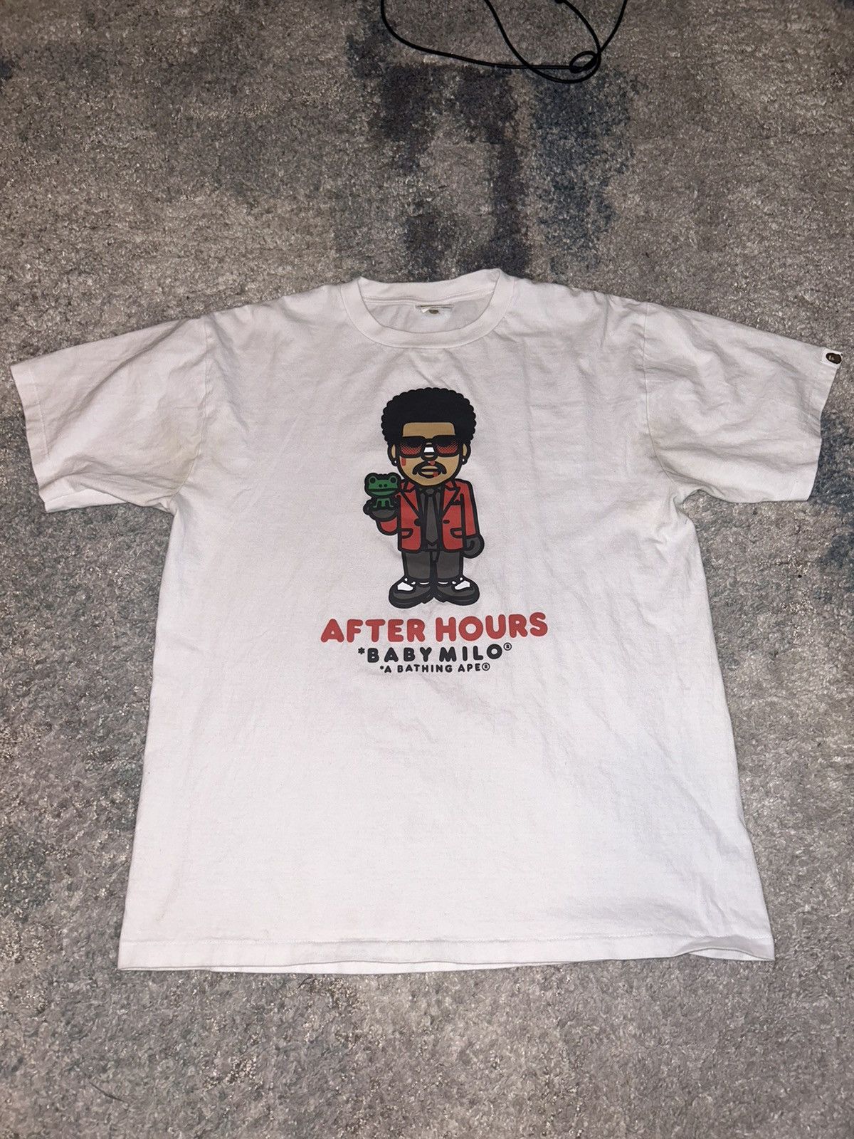 image of Bape x The Weeknd A Bathing Ape Baby Milo After Hours Tee in White, Men's (Size XL)