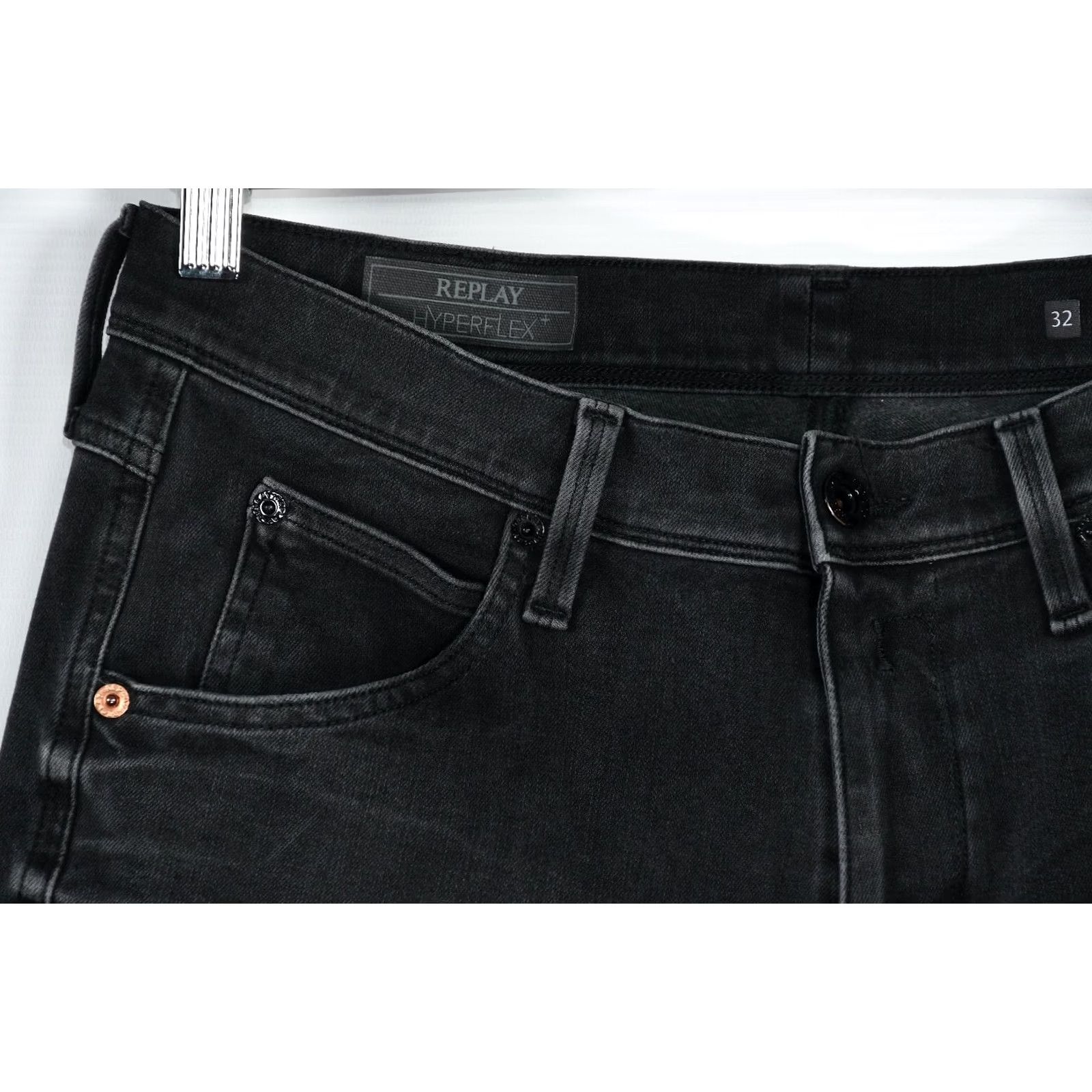 Replay REPLAY HYPERFLEX RHUSH Jeans Slim Men W32 L32 Black Skinny 32in Inseam 80% Cotton 13% Polyester 7% Elastane Slim Fit Tailored Vintage N/A Size US 32 / EU 48 - 7 Thumbnail