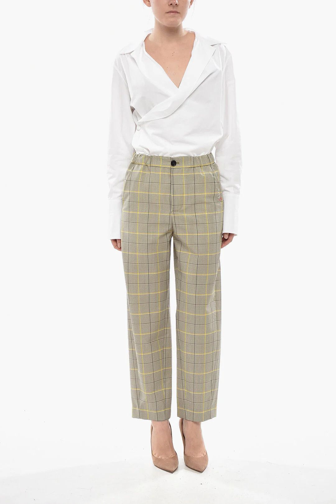 Marni og1mm0326 Wool-Blend Cropped Fit Pant in Beige Size 28" / US 6 / IT 42 - 4 Thumbnail