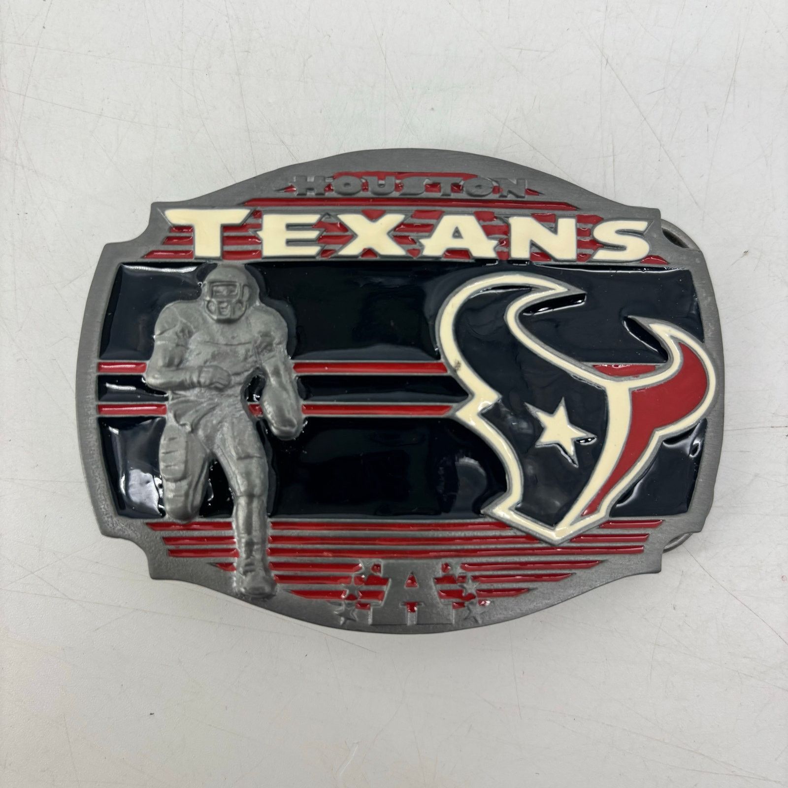 Vintage Houston Texans Belt Buckle Pewter Enamel 2008 Football Red Size ONE SIZE - 1 Thumbnail