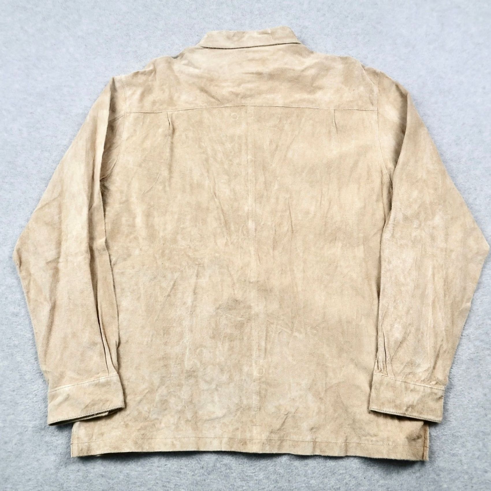 Vintage Alan Flusser Mens Large Tan Suede Leather Shirt Long Sleeve Button Down Casual Outdoor RN110498 Size US L / EU 52-54 / 3 - 2 Thumbnail