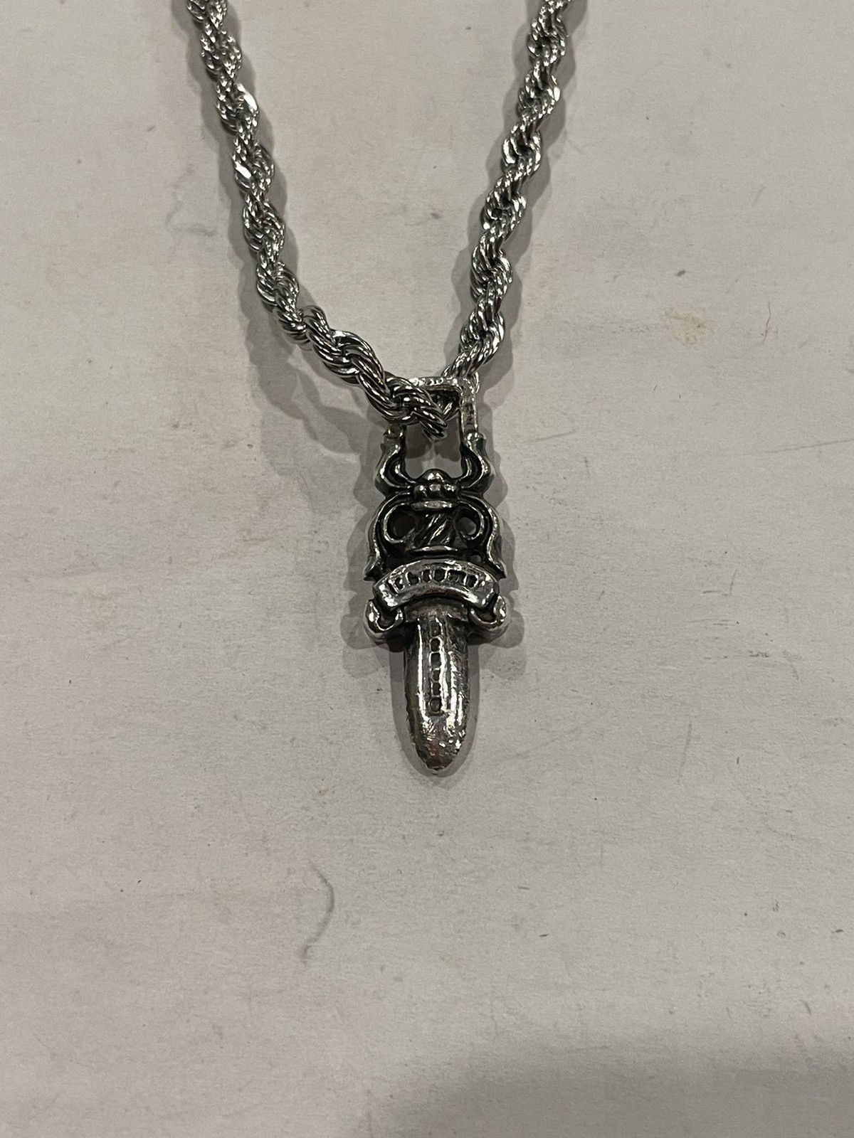 Chrome Hearts Rare Chrome Hearts Dagger Pendant Silver Rope Chain 