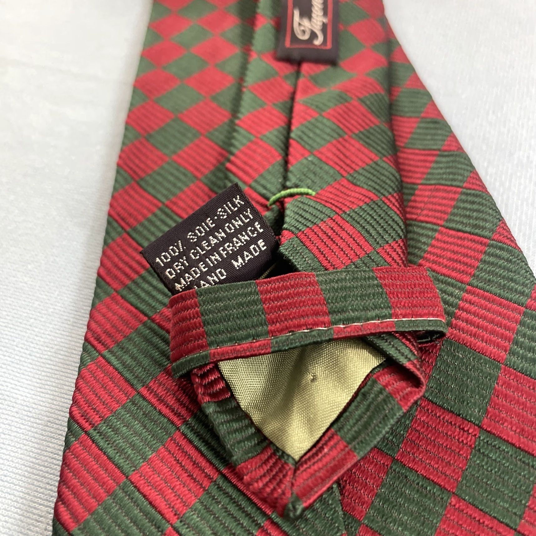 Faconnable VINTAGE Façonnable Men Silk Neck Tie Check Plaid Red Green Woven Power Tie 4x60 France Size ONE SIZE - 6 Thumbnail