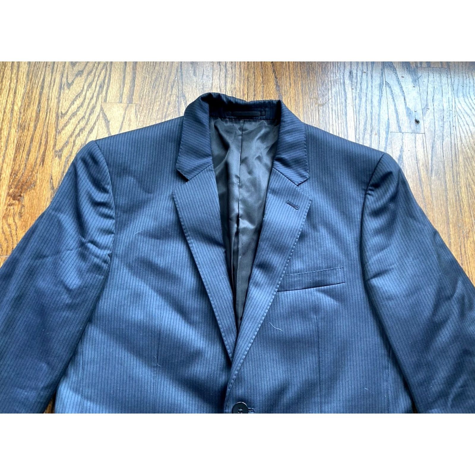 Theory Theory Blazer Mens Two-Button Jacket Navy Blue Wool 38R Notch Lapel Suit Coat Regular Length Jacket/Coat Mens (38R) Size 38R - 4 Thumbnail