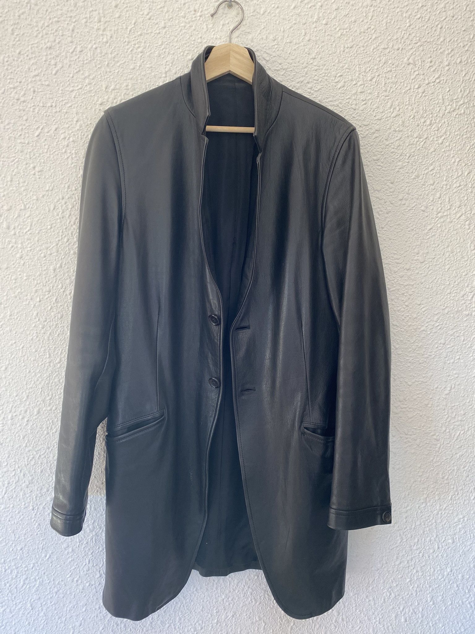 image of Yohji Yamamoto Pour Homme 3/4 Light Soft Leather Jacket in Black, Men's (Size Small)