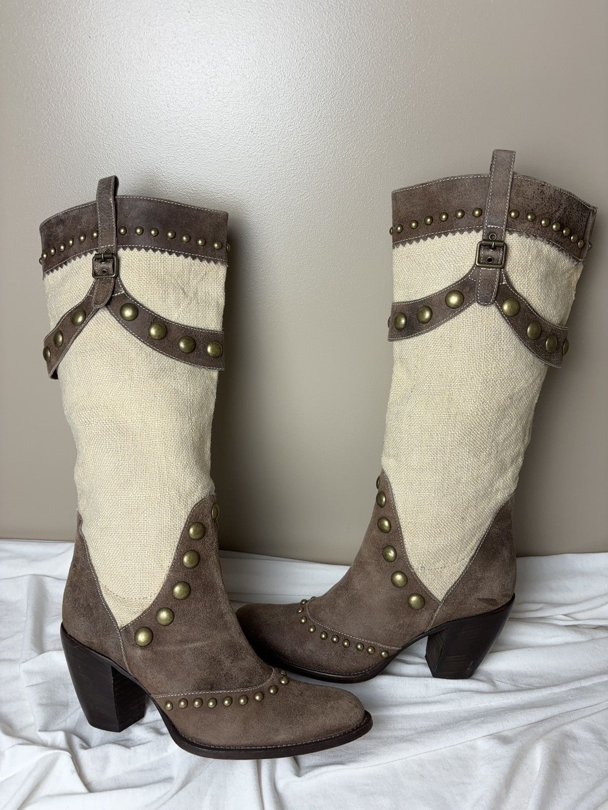 Vintage Italian leather 90s Cossacks high boots cowboy vintage shoes Size US 6 / IT 36 - 7 Thumbnail