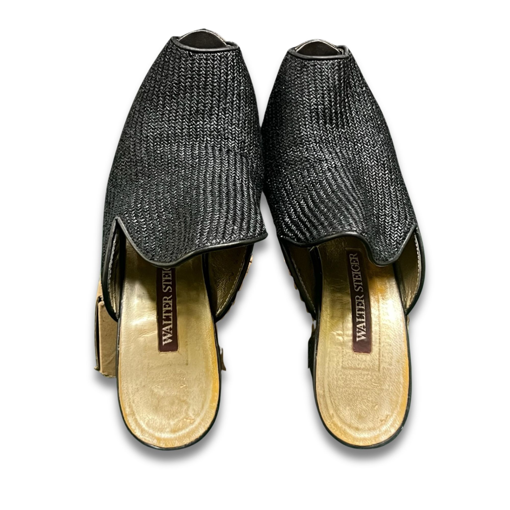 Walter Steiger Walter Steiger Womens Heeled Sandals Size 7.5 Black Woven Op Size US 7.5 / IT 37.5 - 3 Thumbnail