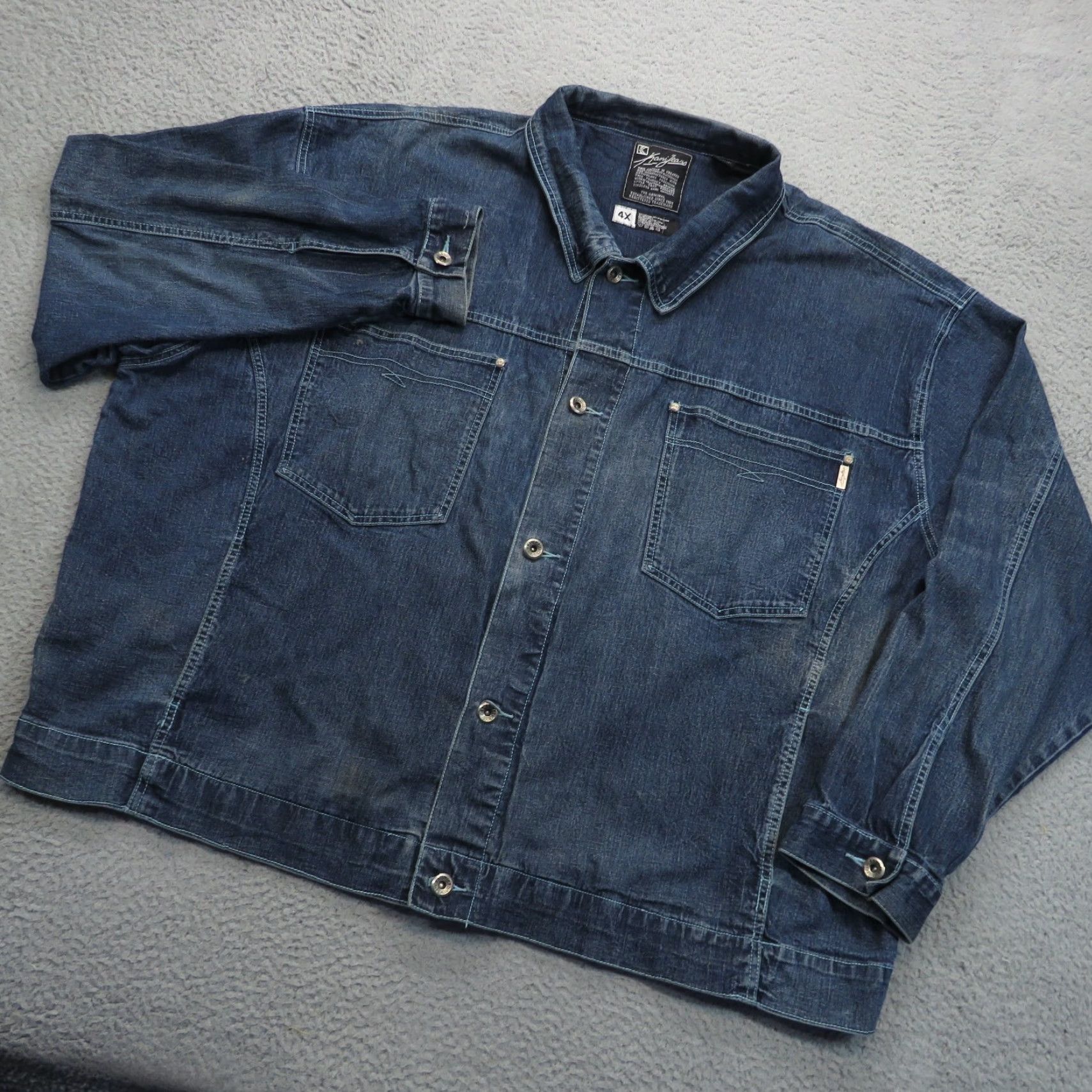 Karl Kani VINTAGE Karl Kani Jacket Mens 4XL Denim Buckle Back Jean Y2K Blue Streetwear 90s Size US 39 - 5 Thumbnail
