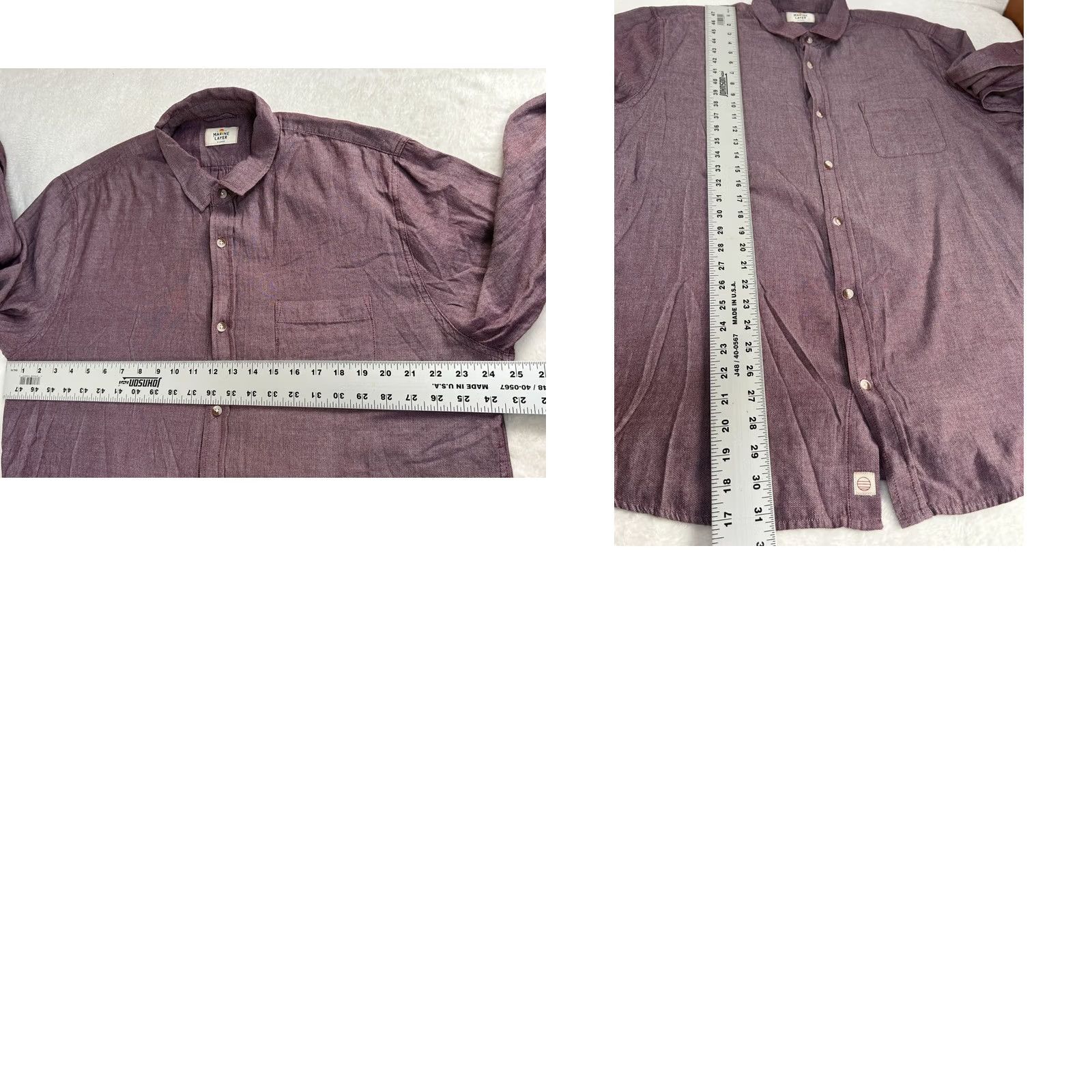 Marine Layer Marine Layer Button Up Shirt XL Long Sleeve Herringbone Burgundy Plum Mens Casual Outdoor Size US XL / EU 56 / 4 - 8 Thumbnail