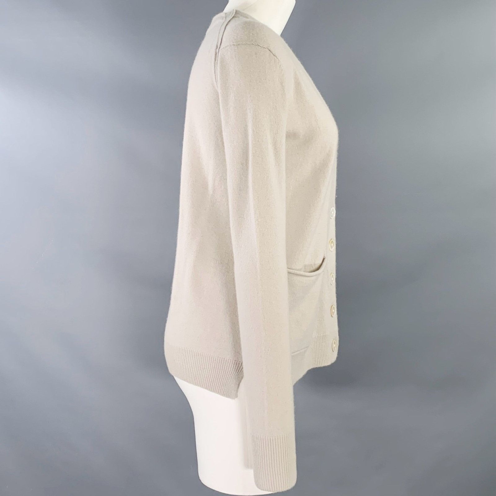 INHABIT INHABIT Size M Grey Cashmere V-Neck Cardigan Size M / US 6-8 / IT 42-44 - 3 Thumbnail