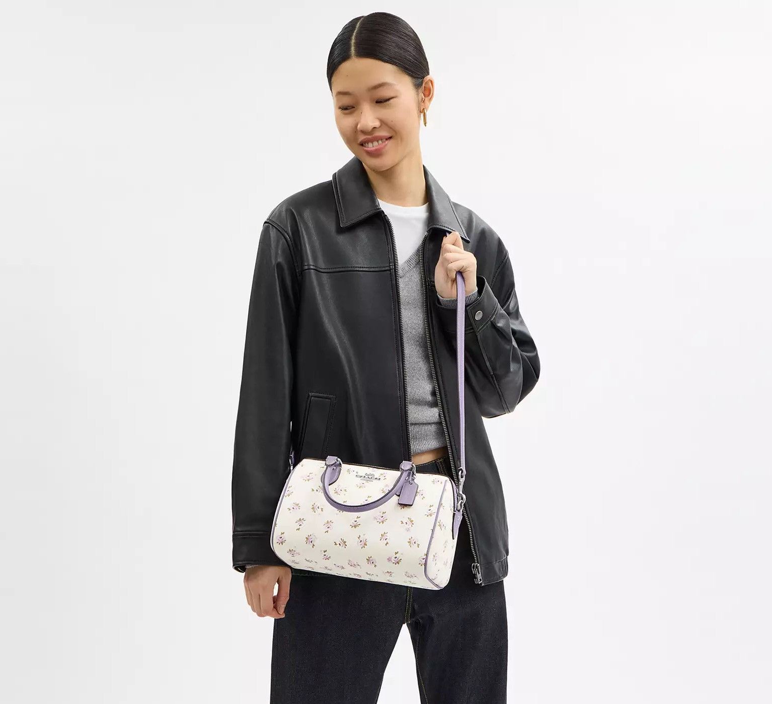 Coach NWT Coach Rowan Satchel Bag With Floral Print CAL58 Size ONE SIZE - 8 Thumbnail