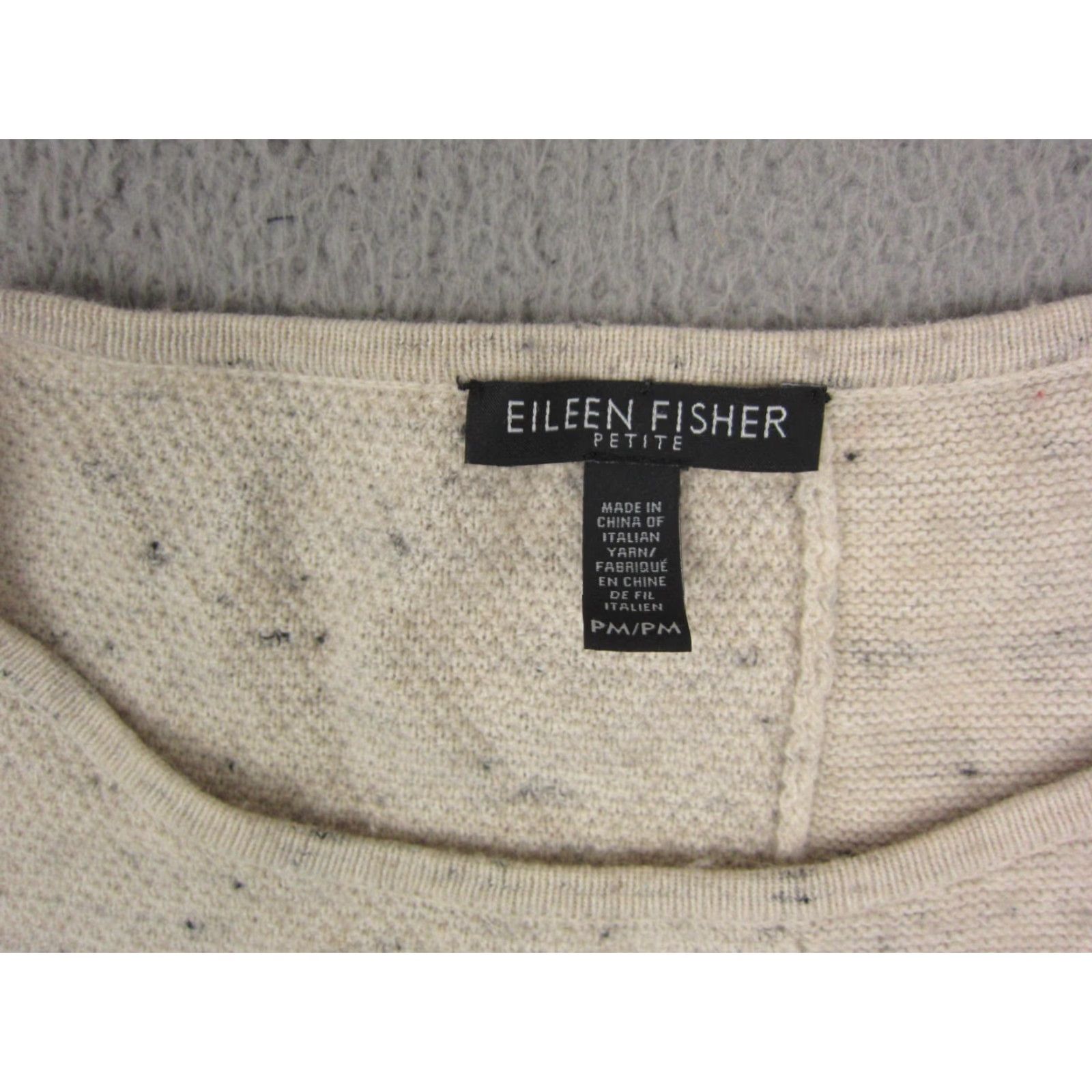 Eileen Fisher Eileen Fisher Sweater Womens Petite PM M Beige Crew Neck Long Sleeve Open-Knit Pullover Casual Knit Wool Cotton Nylon Holiday 80s 90s Classic Womens Size M / US 6-8 / IT 42-44 - 3 Thumbnail