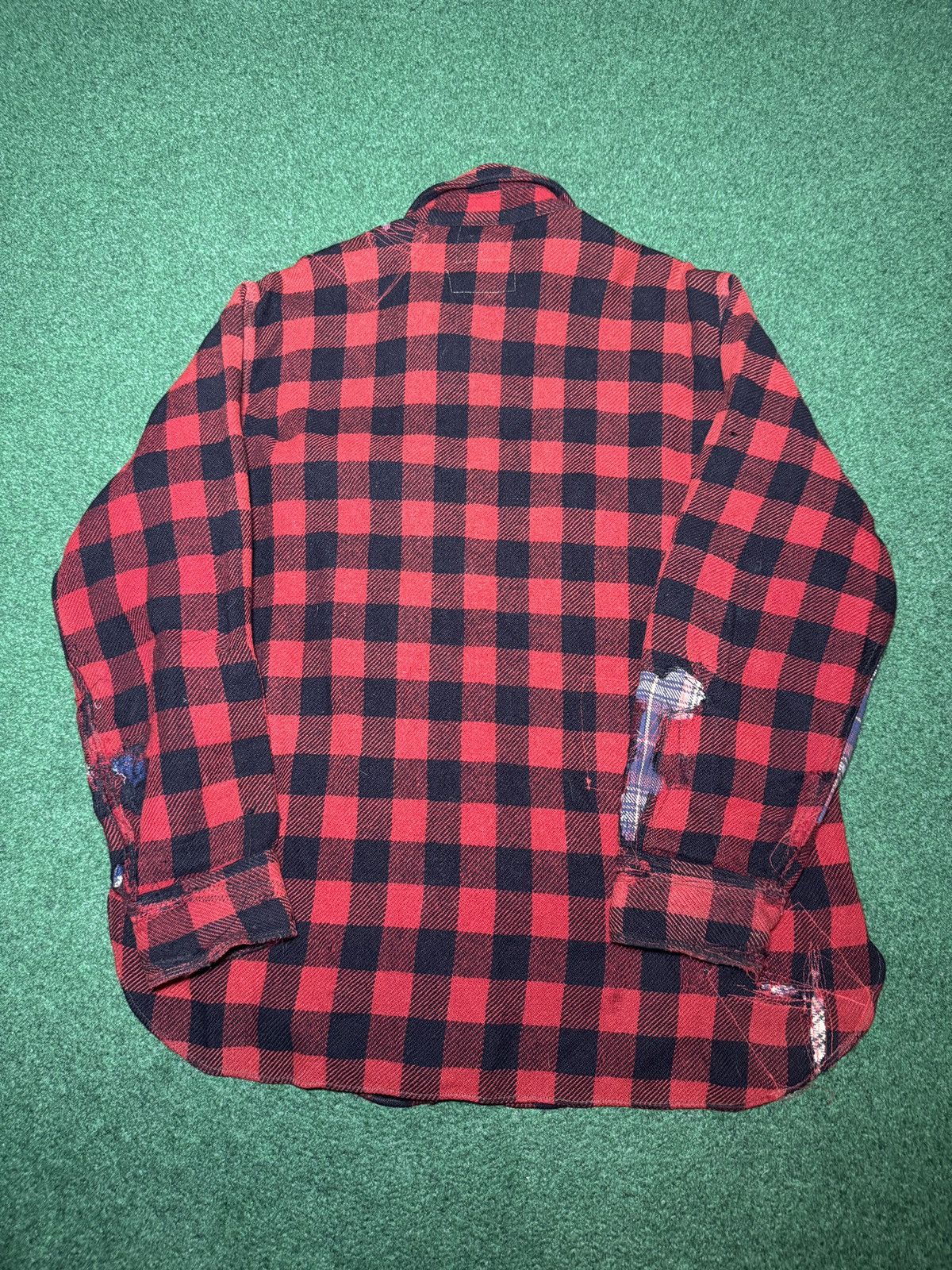 Woolrich Woolen Mills Vintage 40s Woolrich Cat Eye XL Patchwork Distressed Flannel Size US XL / EU 56 / 4 - 5 Thumbnail