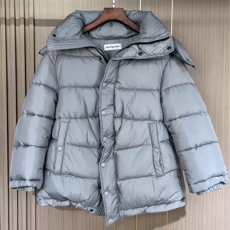 Balenciaga Balenciaga Silver Grey Collar Embroidered Logo Down Jacket- Size US XS / EU 42 / 0 - 1 Thumbnail