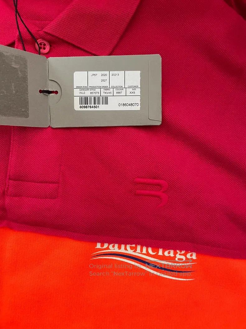 Balenciaga Balenciaga Coke Logo Red and Orange Color Block Polo Shirt Size US XXS / EU 40 - 4 Thumbnail