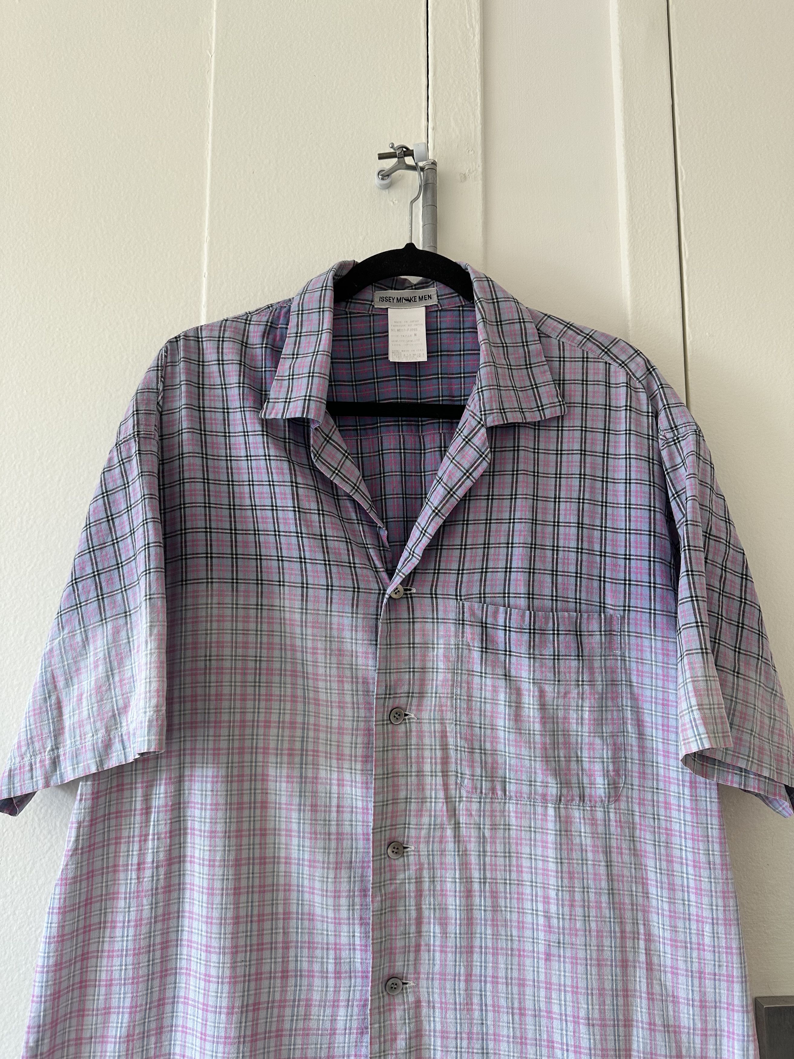 Issey Miyake Issey Miyake Check Camp Collar Short Sleeve Button Up Shirt Size US XL / EU 56 / 4 - 2 Thumbnail