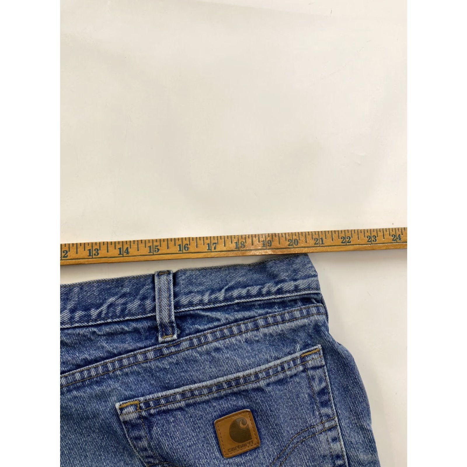 Carhartt VINTAGE Carhartt Jeans Mens 41x25 Cut Off Distressed Blue Straight 41 Mens Inst? Wait Size US 41 - 6 Thumbnail