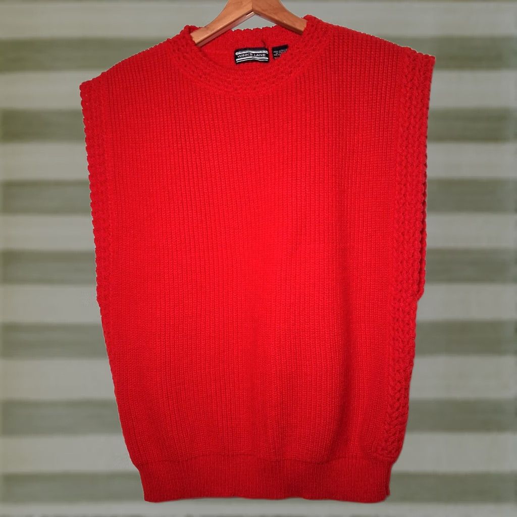 Etro Vintage Winks Lane 80s Retro Sweater Vest Red Ribbed Knit Womens Size 38 Size XS / US 0-2 / IT 36-38 - 1 Thumbnail