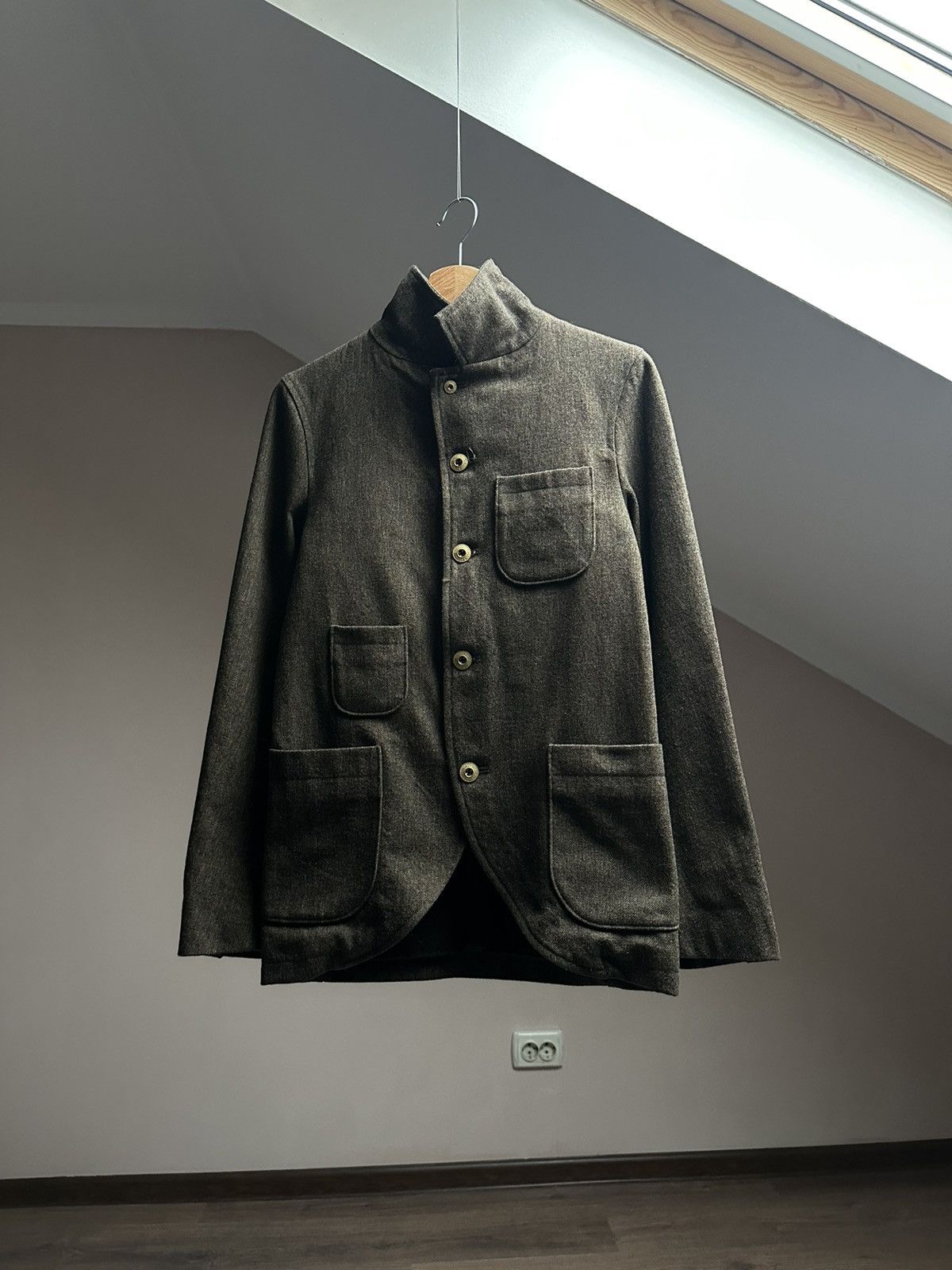 Studio D'Artisan ORGUEIL Wool Workwear Blazer Jacket Brown Japan Made Size 36R - 2 Thumbnail