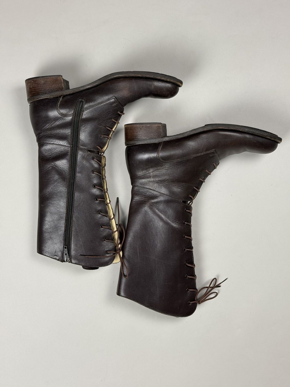 Paraboot Paraboot Ladies Tall Lace Calf Combat Leather Boots Shoes Size US 7.5 / IT 37.5 - 8 Thumbnail