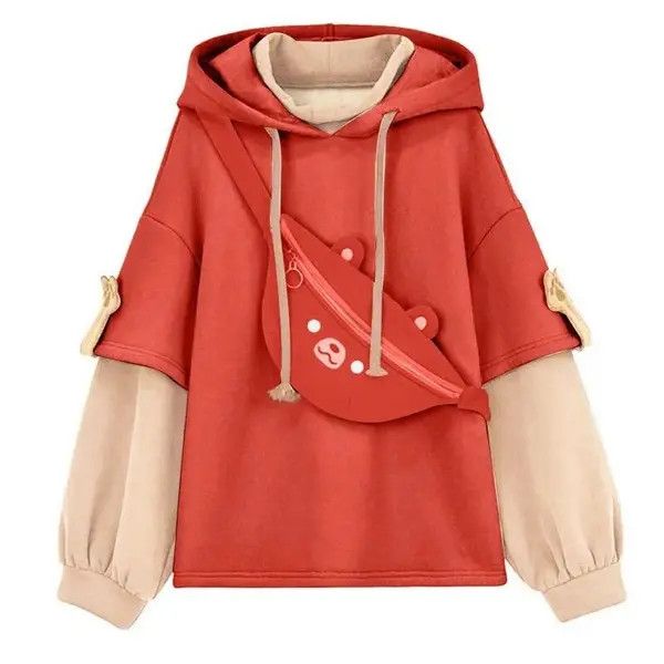 VIBE Kawaii Cute Oversize Hoodie With Bear Bag Size XL / US 12-14 / IT 48-50 - 2 Thumbnail