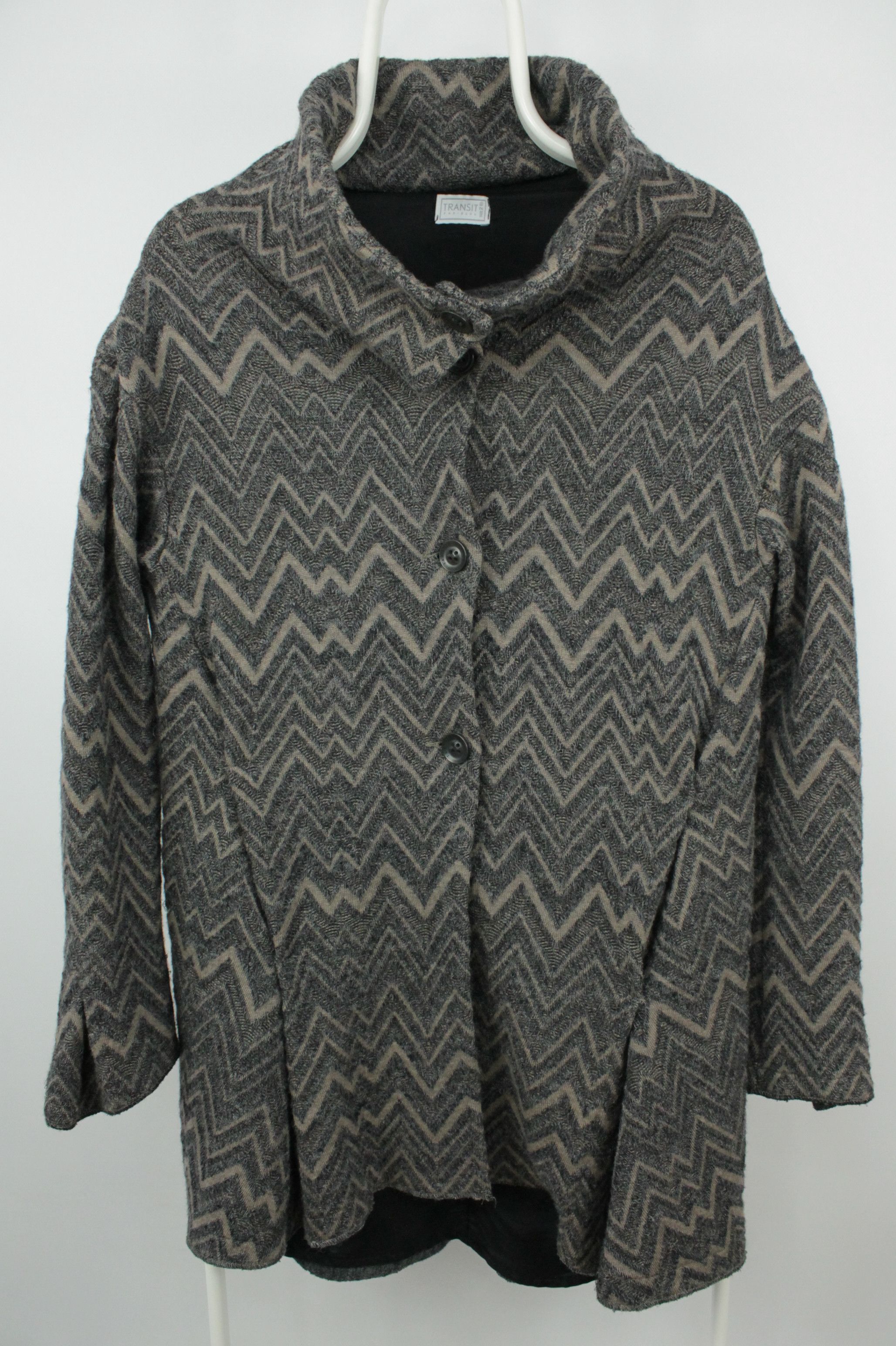 Transit Transit Par-Such Knitted Wool Blend Stand Collar Coat Size M / US 6-8 / IT 42-44 - 1 Thumbnail