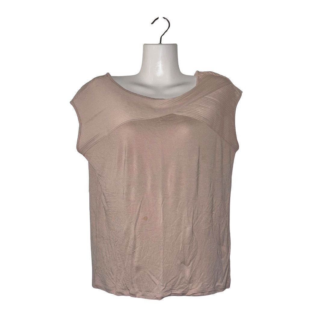 Calvin Klein Top Cap Sleeves Blush Pink Size Small Ruche Neckline Casual Size S / US 4 / IT 40 - 1 Thumbnail