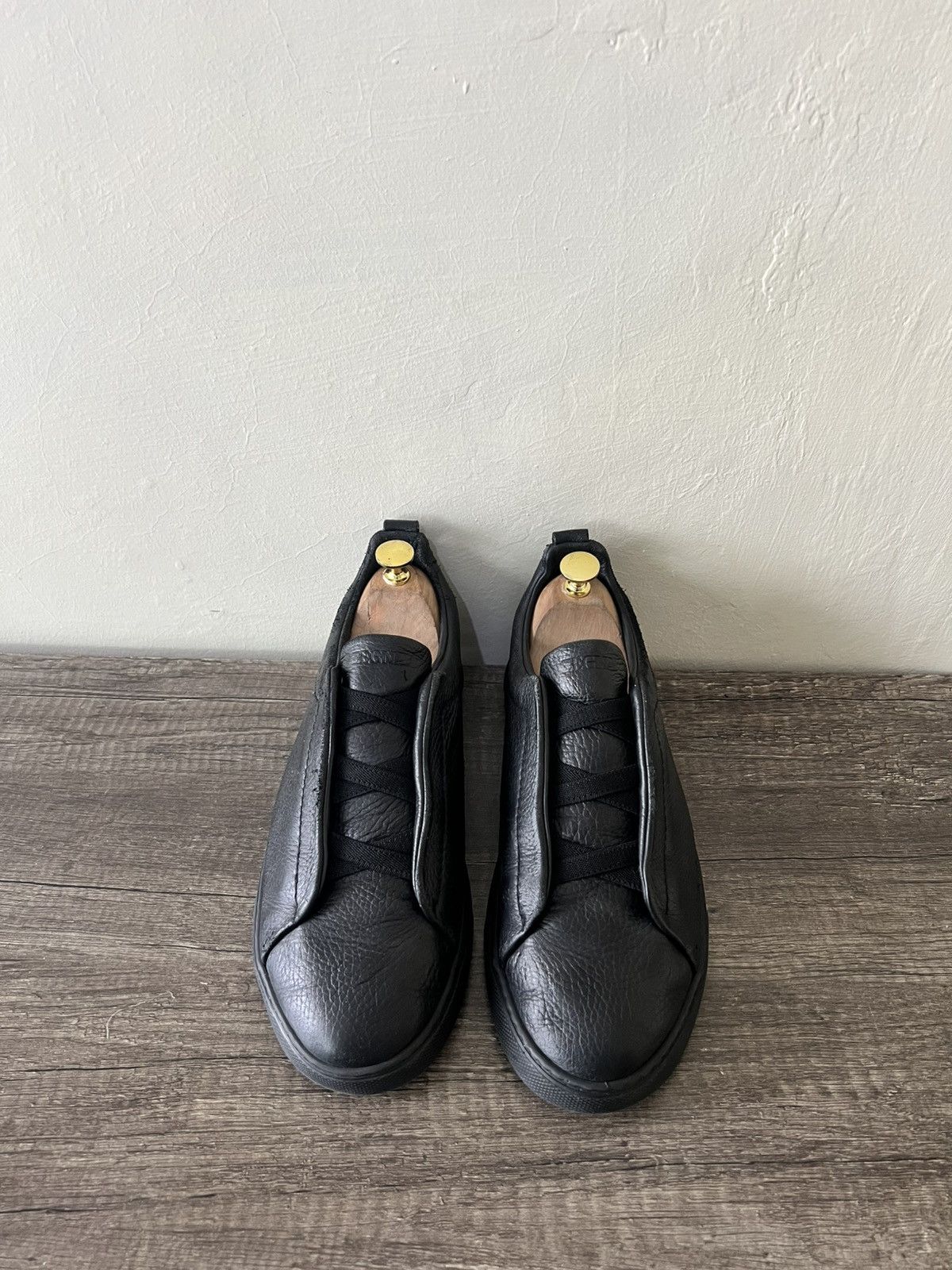 Ermenegildo Zegna ZEGNA TRIPLE STITCH BLACKOUT LOW-TOP SNEAKERS Size US 7.5 / EU 40-41 - 5 Thumbnail