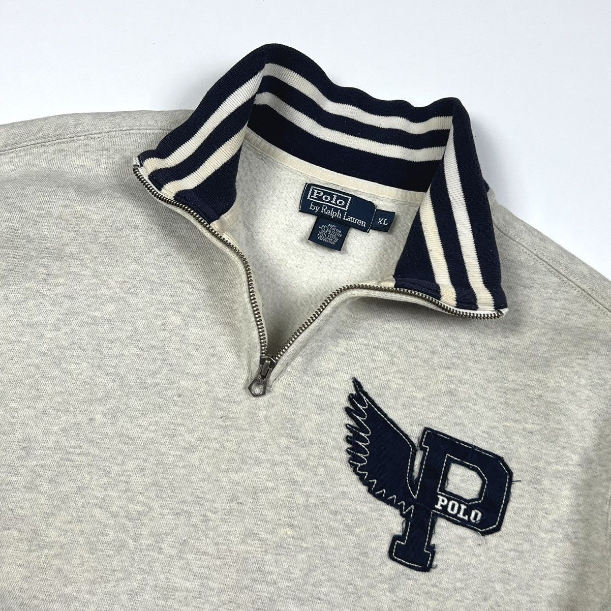 Polo Ralph Lauren × Rugby Ralph Lauren × Vintage Vintage Polo Ralph Lauren P Wing Logo Cotton 1/4 Zip Size XL Size US XL / EU 56 / 4 - 6 Thumbnail