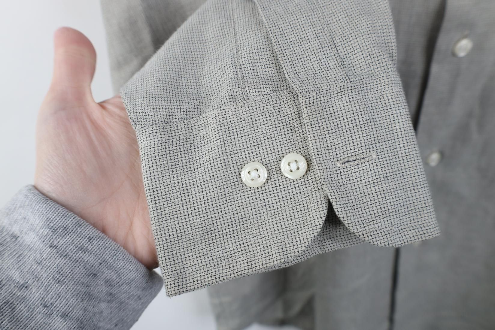 Vintage Vintage 90s Streetwear Band Collar Button Shirt Gray Plaid Size US M / EU 48-50 / 2 - 8 Thumbnail
