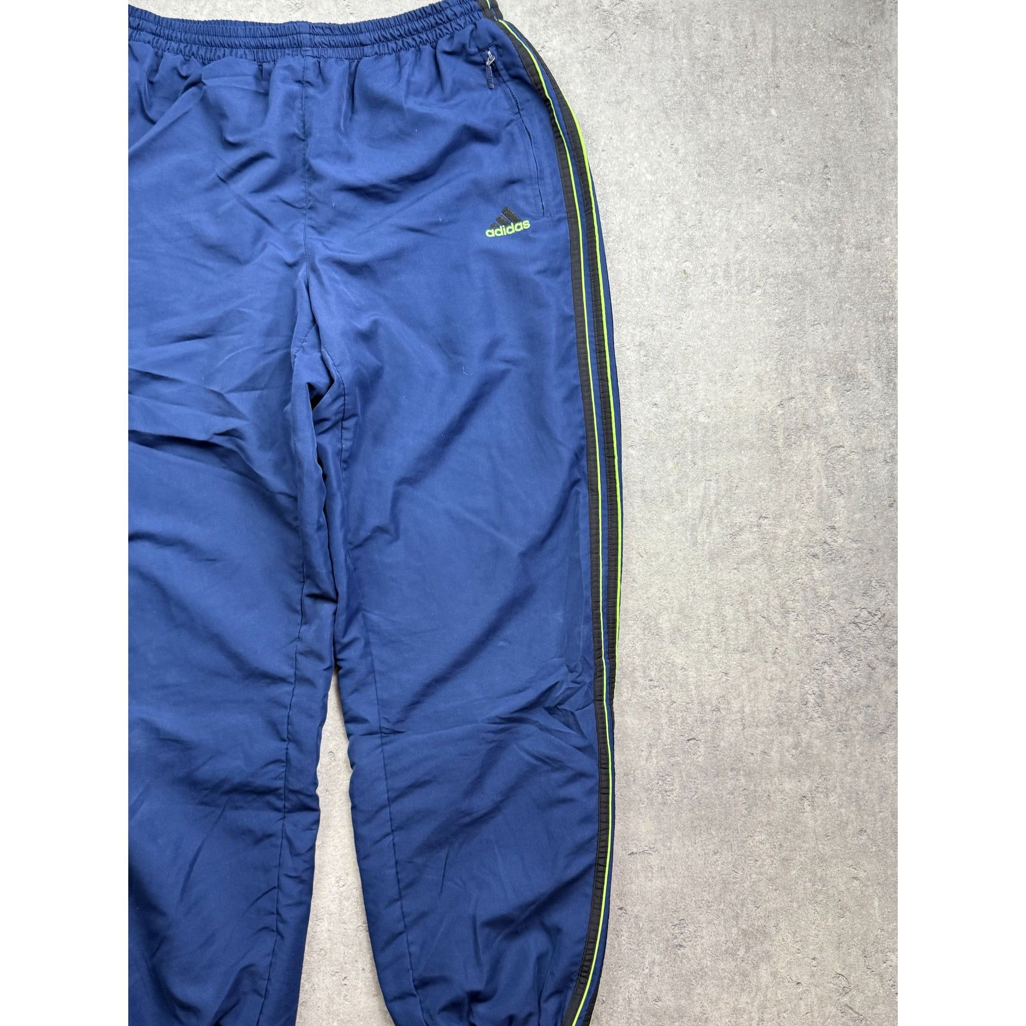 Adidas VINTAGE 90s Adidas Tracksuit Bottoms • Navy & Neon Lime • Fl Size US 36 / EU 52 - 3 Thumbnail