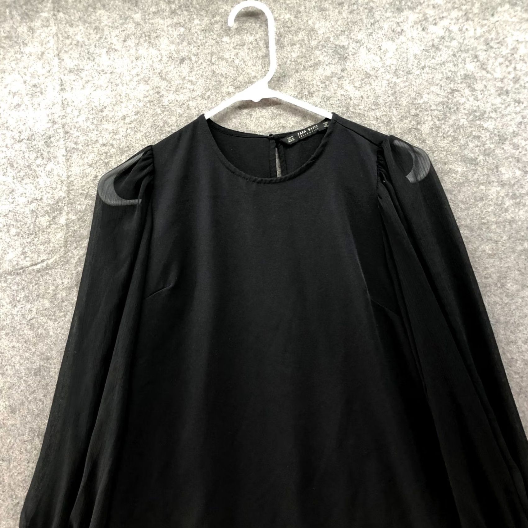Zara Zara Long Sleeve Shift Dress Womens M Black Chiffon Crewneck Mini Dress Daywear Cocktail Party/Cocktail Formal Workwear Mens? Size M / US 6-8 / IT 42-44 - 3 Thumbnail