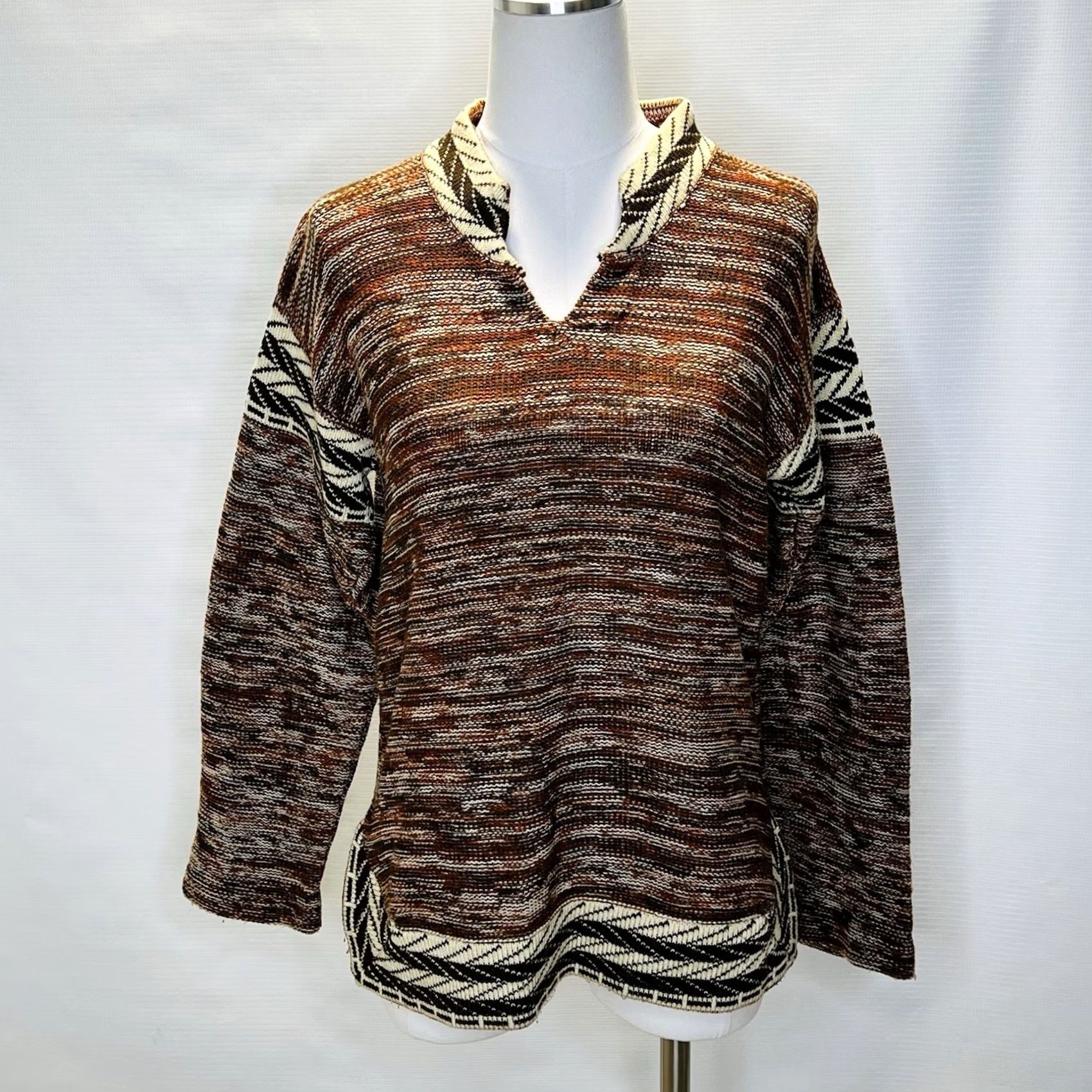 Vintage VINTAGE Kennington Sweater Womens Small Brown Cream Acrylic Pullover Aztec 80s Size S / US 4 / IT 40 - 2 Thumbnail