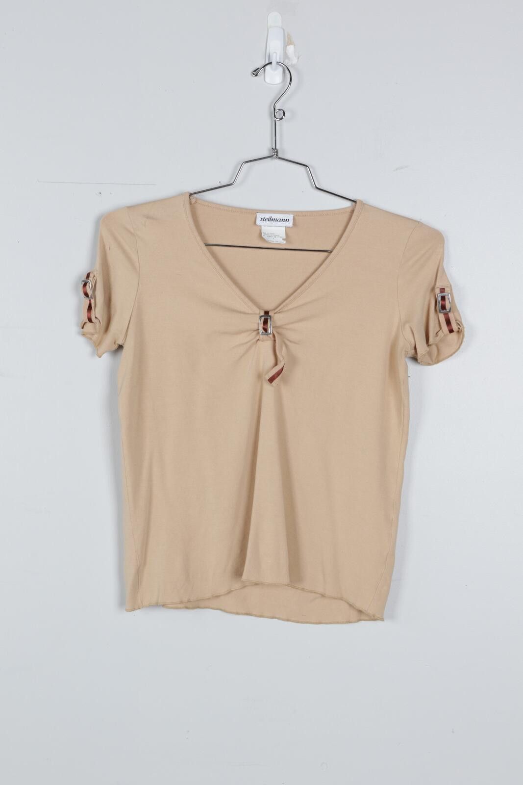 Other 00's Steilmann Buckle V-Neck T-Shirt Size L / US 10 / IT 46 - 1 Thumbnail