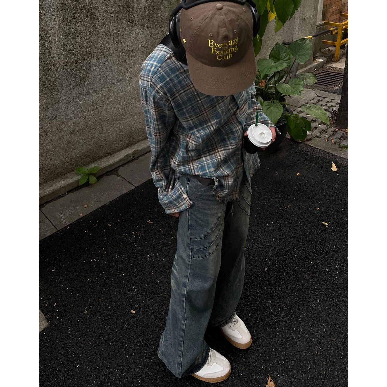 Japanese Brand Blue Plaid Frayed Edge Long Sleeve Button-Up Shirt Size US M / EU 48-50 / 2 - 4 Thumbnail